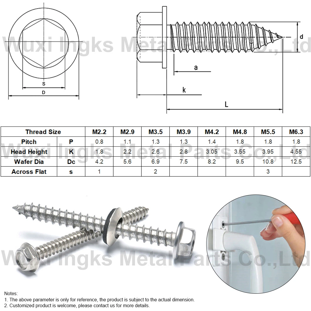 Stainless Steel Hex Flange Head Cutting Thread Type17 Self Tapping Screws