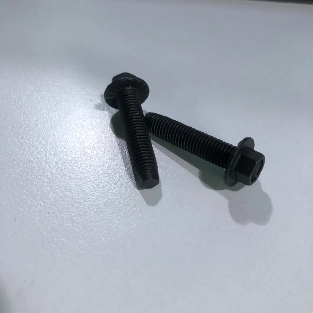 Indented Hex Flange Head Screws with Washer Black