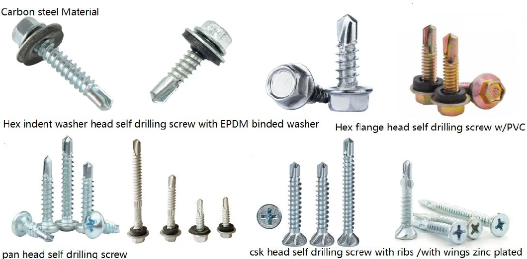 Double Thread with Hex Flange Head Self Drilling Screw Dacroment 1000hours Salt Spray Test