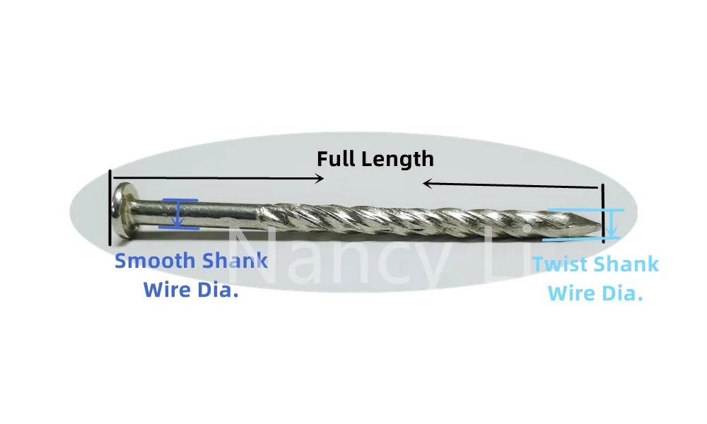 Galvanized Spiral Twist Shank Nails for Patio and Deck Construction