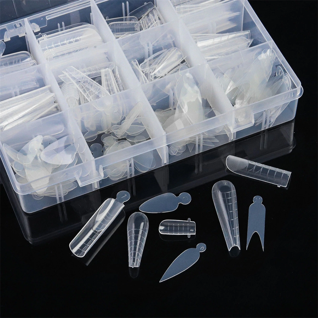 New Supply of Paper-Free Extension Plastic Mold 288 Pieces a Box Nail Crystal Plastic Nail Tips Mold Set Poly Gel Nail Forms