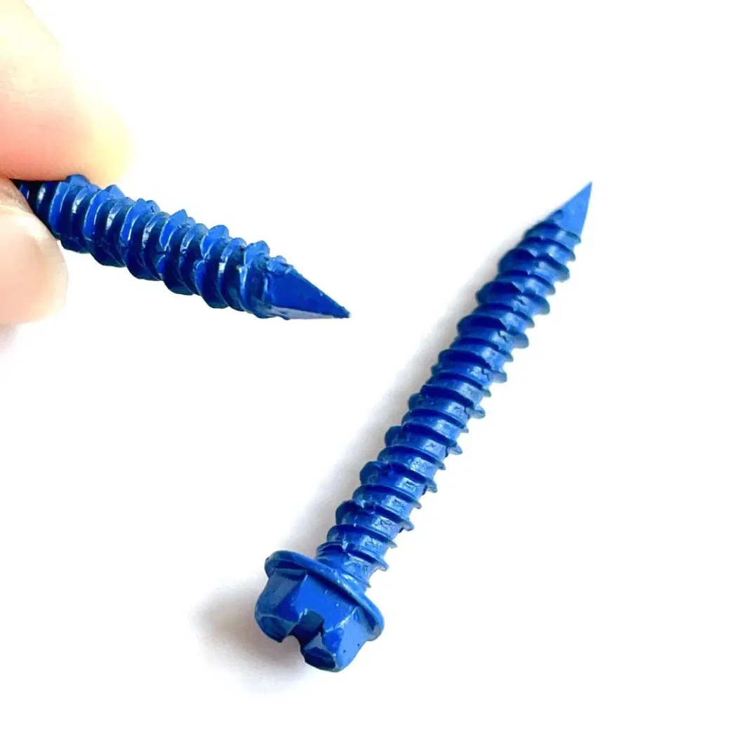 Yz-S024 1/4 Inch Ruspet Steel Slotted Hex Washer Head Concrete Nail Screw From China