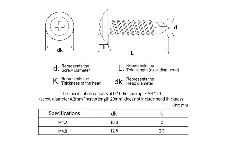 Modified Truss Head Phillips Stainless Steel Self Drilling Screw Thread Self Tapping Screw