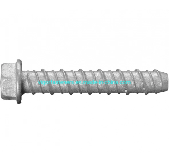 Grade 10.9 Hex Flange Head Concrete Screw Bolt Hot DIP Galvanized Expansion Anchor Bolt Masonry Bolt Masonry Screw for Concrete