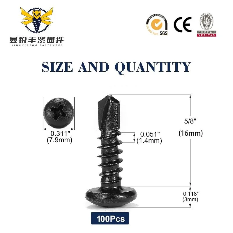 Steel Zinc Plated Galvanized Phillips Truss Pan Head Tek Self Drilling Screw