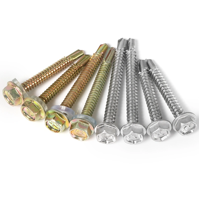 316 Ss Hexagon Head Yellow Zinc Flange Self-Drilling Screws