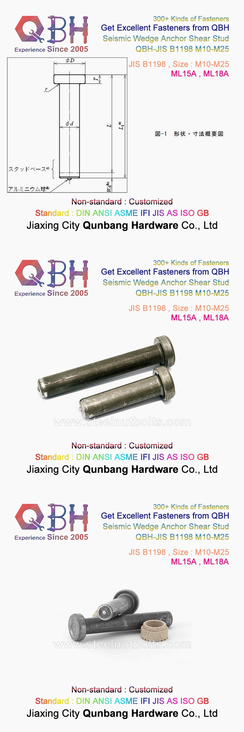 Qbh Steel Structure Building Railway Workshop Platform Fabricated House Roofing Frame Walkway Ship Bridge Shear Anchor Stud Construction Spot Weld Concrete Nail