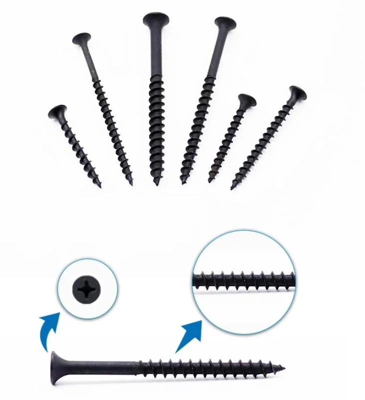 M3.5X25mm Bugle Head Coarse Fine Thread Black Phosphate Drywall Screws