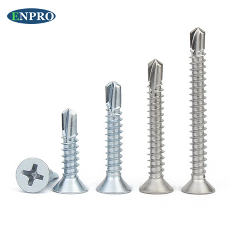 Enpro Sstainless Steel Carbon Steel Ruspert Surface Phillips Csk Countersunk Flat Head Fine Thread Self Drilling Screws