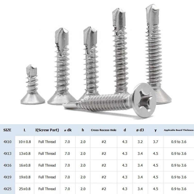 Stainless Steel Self Tapping Screw Countersunk Head Self Drilling Nails