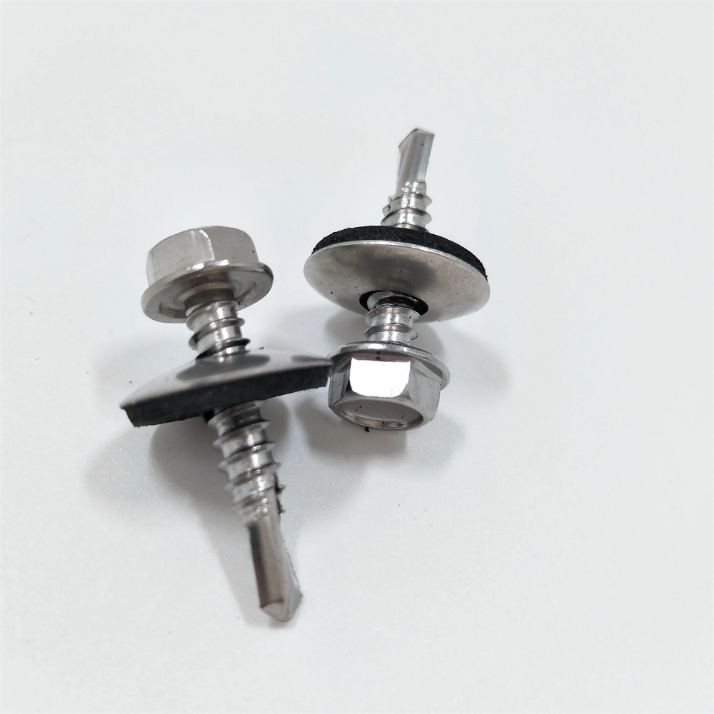 Stainless Steel Fasteners Screw SS304 SS316 Tornillos Hex Head Self Drilling Screws with Neoprene Rubber EPDM Bonded Washer Self-Drilling Screw