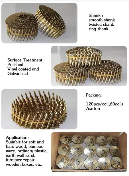 American Market Yellow Zinc White Pallet Coil Nail 1 1/4&quot;Coil Roofing Big Head Clout 7200 PCS