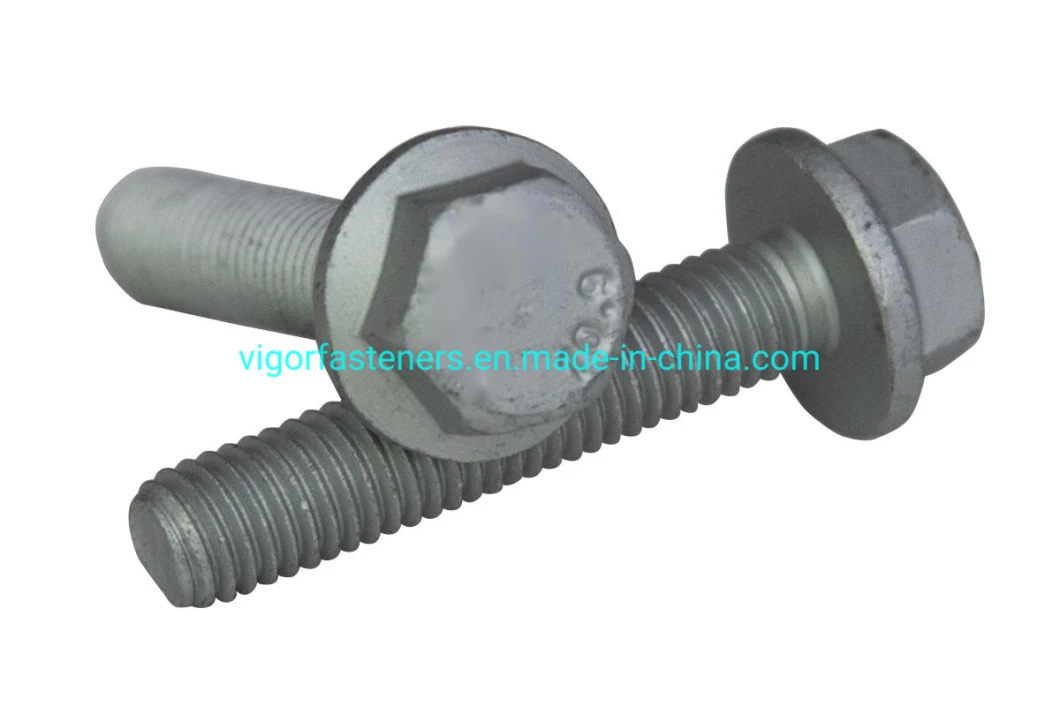 DIN6921 HDG Hex Flange Head Cap Screw Carbon Steel Flange Bolt with Serration or Without Serration