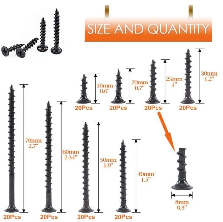 #6 #7 #8 #10 3.5mm 4.2mm 4.8mm Fine /Coarse Black Phosphated Bugle Head Drive Drywall Screws with SGS Approved Canton Fair Global Share