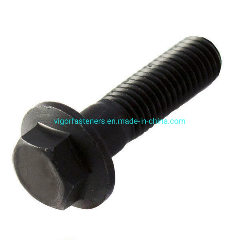 Grade 10.9 DIN6921 Black Oxide Hex Flange Head Cap Screw Alloy Steel Flange Bolt with Serration or Without Serration