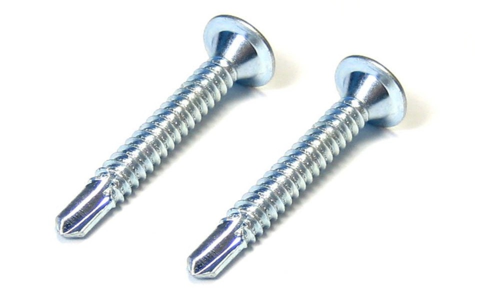 Blue Clear Zinc Plated Steel Phillips Drive Flat Wafer Head Type C Thread Self Drilling Screws for Wood to Metal