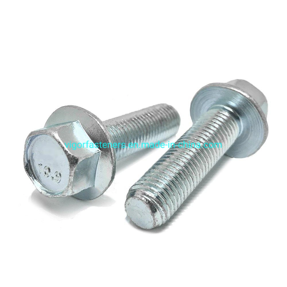 DIN6921 10.9 Galvanized Zinc Hex Flange Head Cap Screw Bolt with/Without Serration