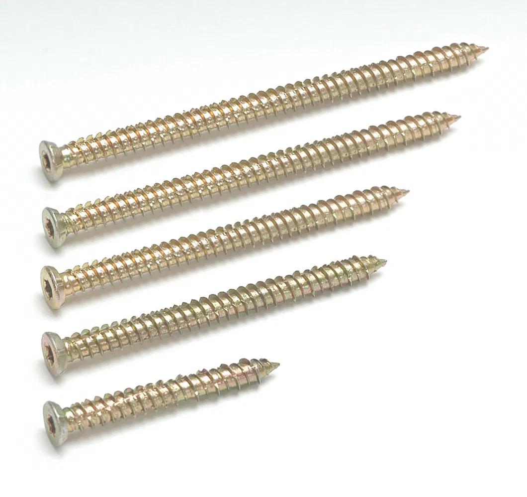 Golden Color Zinc Pz2 Driver Countersunk Head DIN7505 Furniture Chipboard Screw