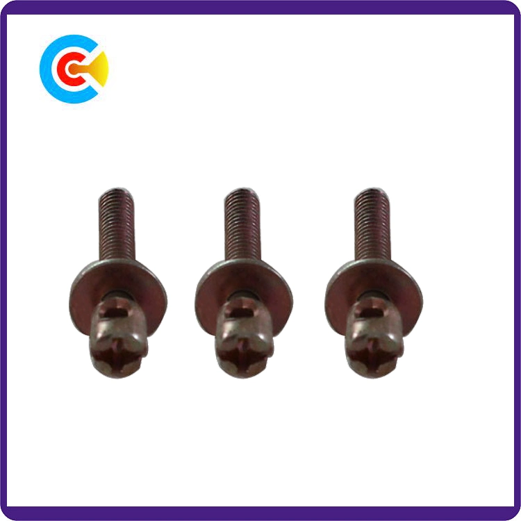 DIN/ANSI/BS/JIS Carbon-Steel/Stainless-Steel 4.8/8.8/10.9 Galvanized Phillip/Slot Flat Pad Combination Lead Screw