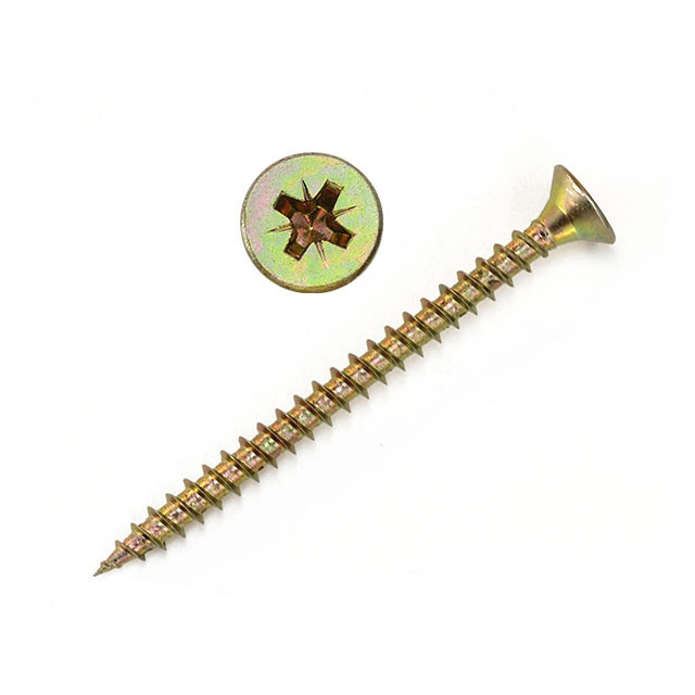 DIN7505 Chipboard Screw Yellow-Zinc Plated with Serration