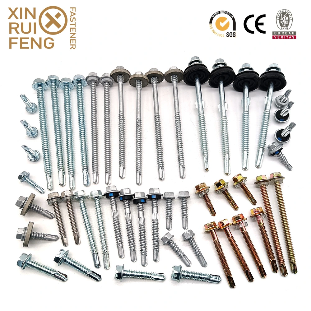 Xinruifeng Fastener Bi-Metal Zinc Extra Guard Coating Class 4 5 Construction Timber Building Purlin Crest Roofing Hex Flange Washer Head Self Drilling Screws