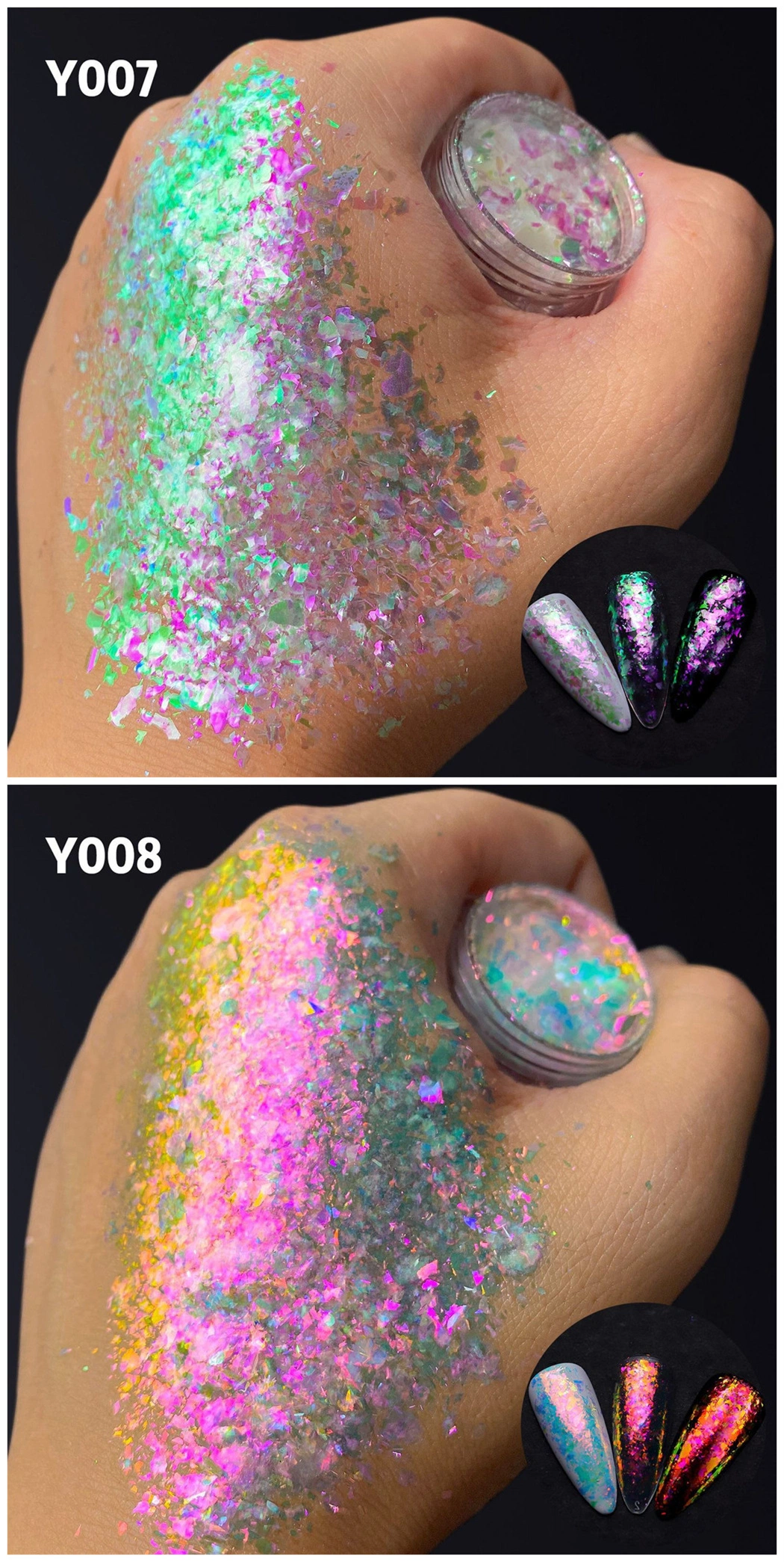 Ice Powder Nail Sequins Japanese Bright Magic Color Reflective Ice Crystal Snow Powder