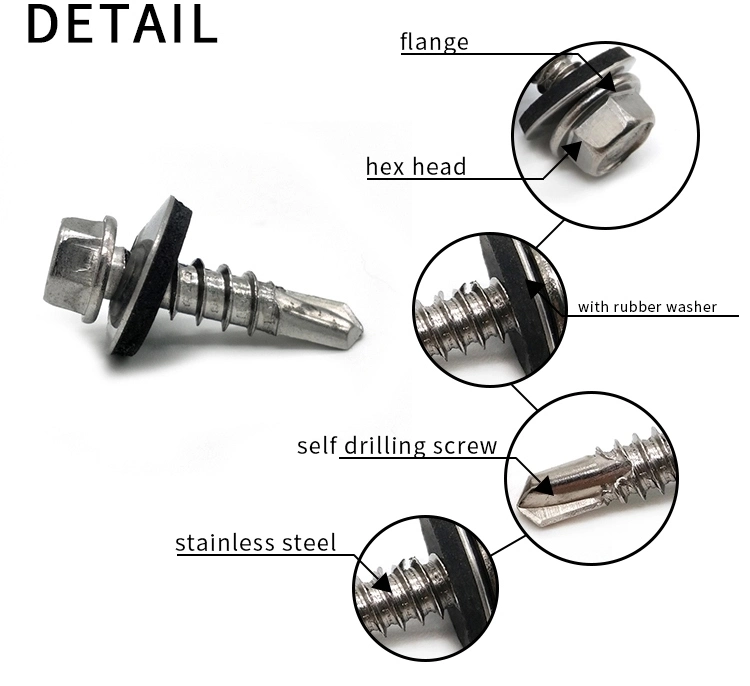 Carbon Steel Building Roofing SDS Screw Galvanised Metal Hexagon Head Tek Wood Stainless Steel Hex Washer Head Self Drilling Screw with EPDM Washer