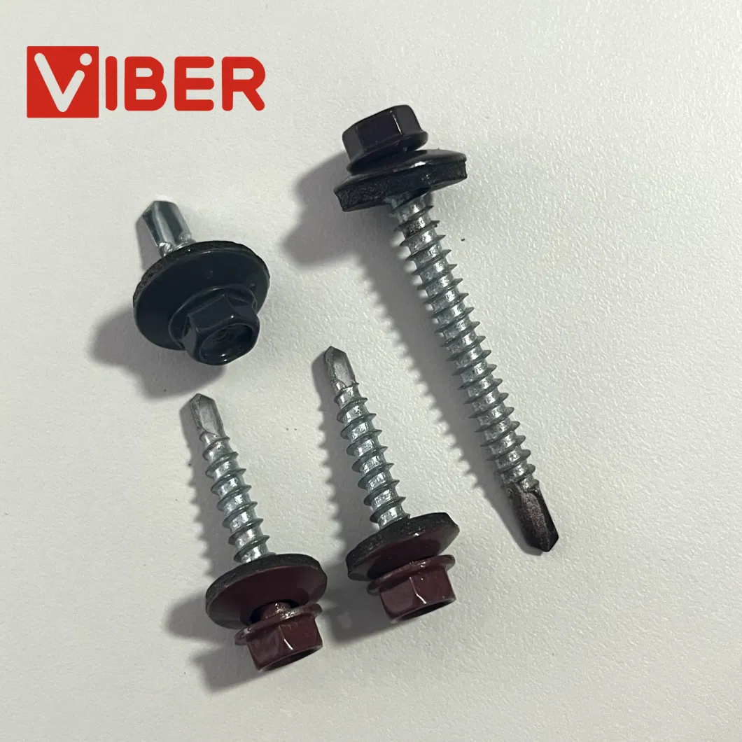 Self-Drilling Roofing Screws Farmer Screws with EPDM Sealing Washer Painted