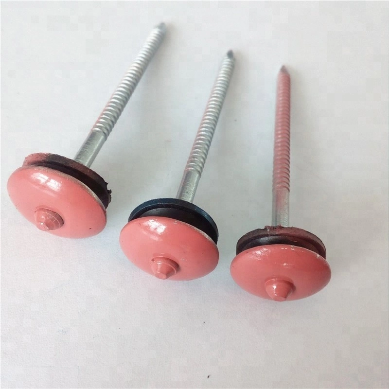 Colored Galvanized Smooth/Twisted Shank Umbrella Head Roofing Nails