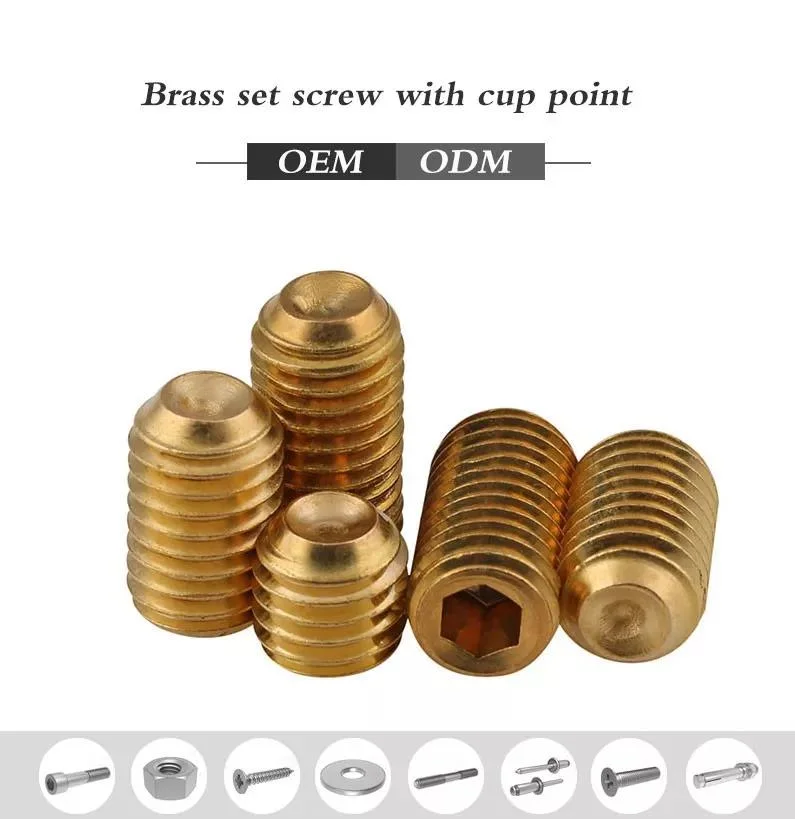 DIN 916 Brass Hexagon Socket Grub Set Screw with Cup Point