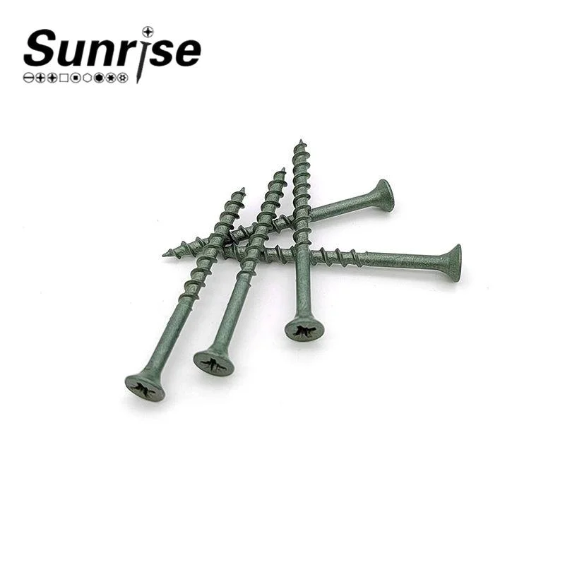 Wood Screws Pozi Csk Head Surface of Green Ruspert Coating