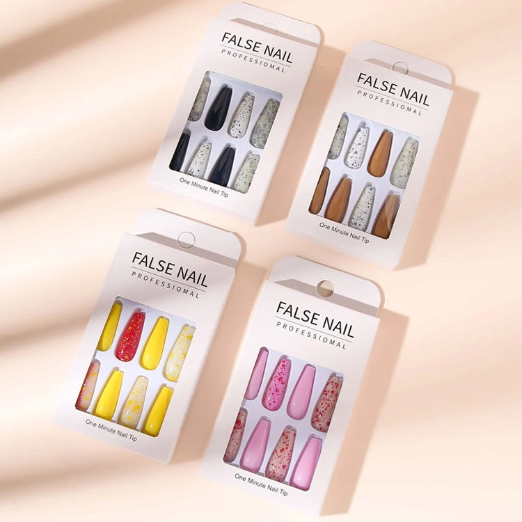 Long Ballet Nails 24PCS Bright Oil Pattern Marble False Nail