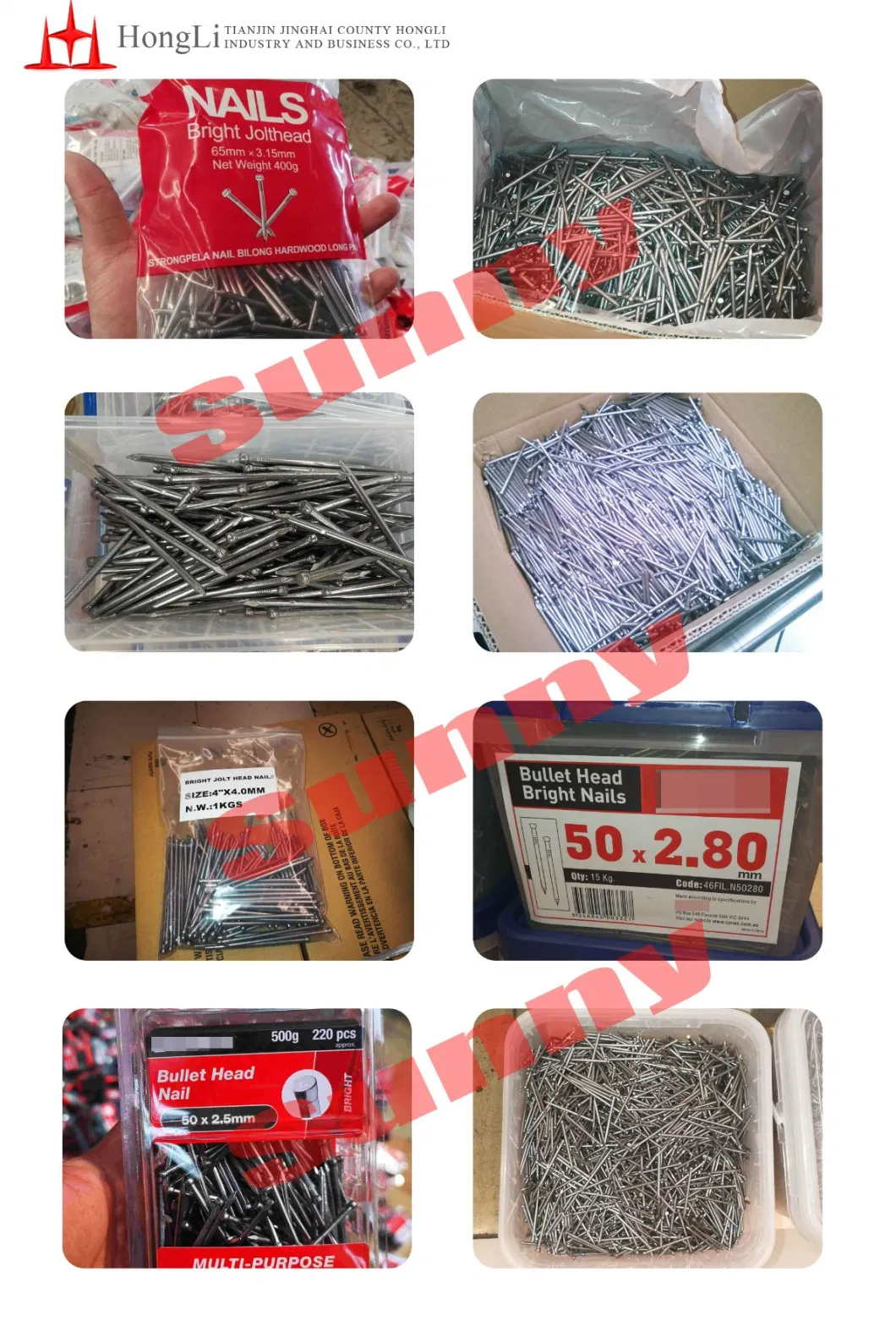 Tianjin Factory Hongli Electro Galvanized Yellow Zinc Plated Q195 Lost Head Wire Nails