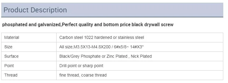 Bugle Head Phillip Drive Drywall Bsd Thread Self Drilling Screw /SDS Screws