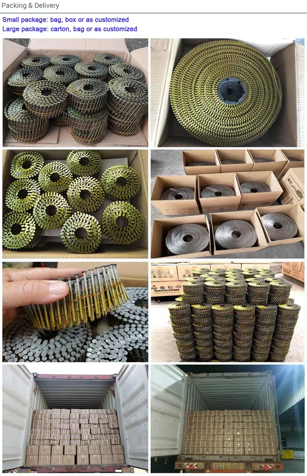 Screw Shank Ring Shank Coil Nails Coil Roofing Wire Nails Factory