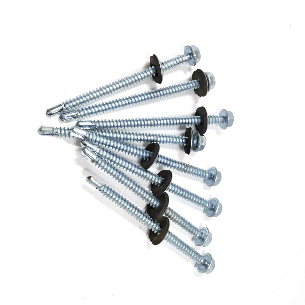 Galvanized Metal Hexagon Head Tek Wood Stainless Steel Hex Self Drilling Screw with EPDM Washers Roofing Screw