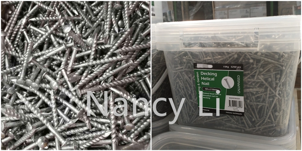 Galvanized Spiral Twist Shank Nails for Patio and Deck Construction