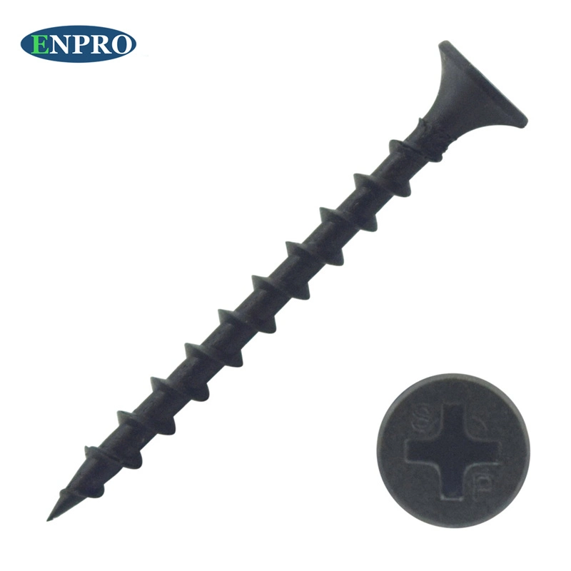 Enpro Fastener 6#*1inch 3.5*25mm Bugle Head Black Grey Phosphated Zinc Plated Self Tapping Self Drilling Fine Thread Drywall Screw Made in China