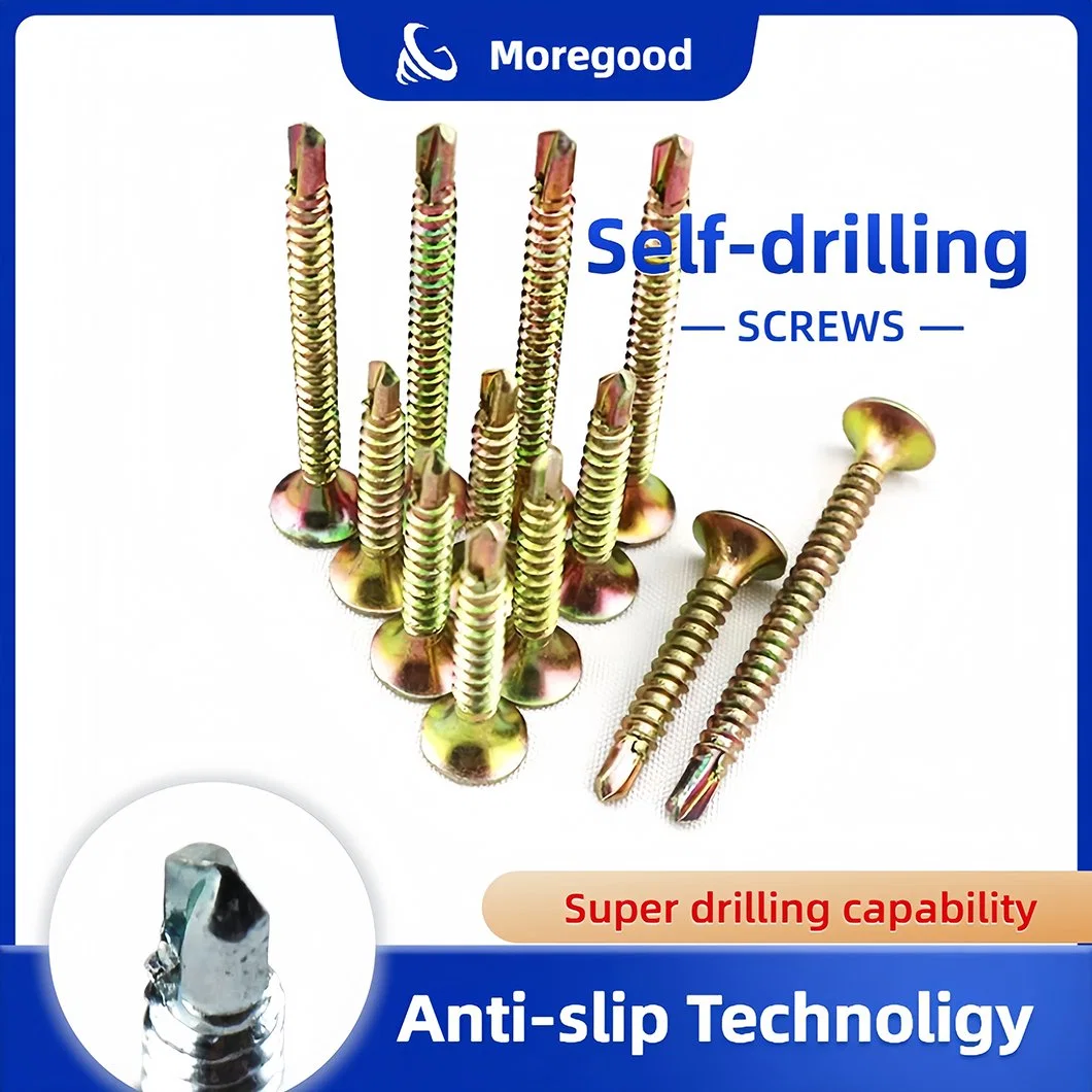 Moregood Self Drilling Bugle Head Drywall Screw Yellow Zinc Plated