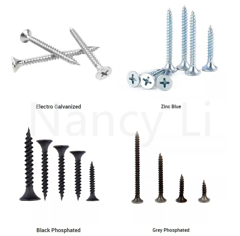 Black/Grey Phosphated Phillips Bugle Head Fine/Coarse Thread Drywall Screws Electro Galvanized Self-Tapping Screws Sharp Point General Construction