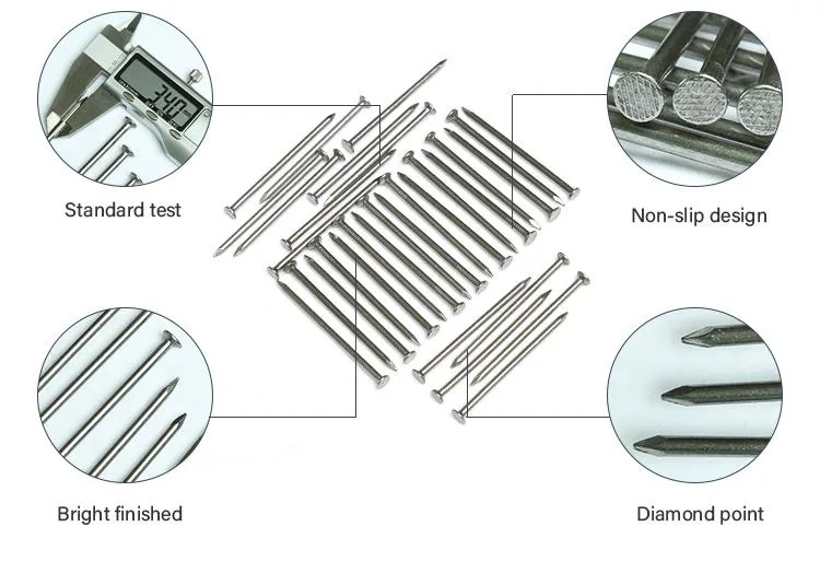 16D Smooth Shank Common Nails 3-1/2-Inch 8 Gauge 304 1-Pound Stainless Steel