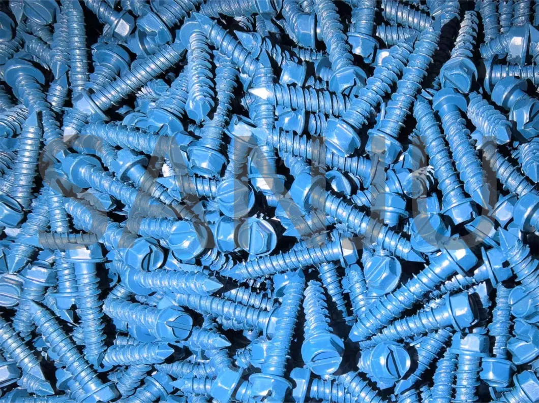 Blue Screws/Concrete Anchors Screws 1/4inch*1-1/4inch /Phillips Flat Head Anticorrosive Coating/Blue Anticorrosion Painting Cement Nail