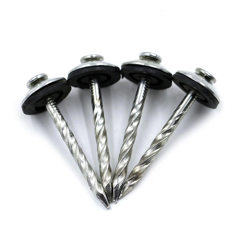 Twist Shank Galvanized Umbrella Head Roofing Nail with Rubber Washer