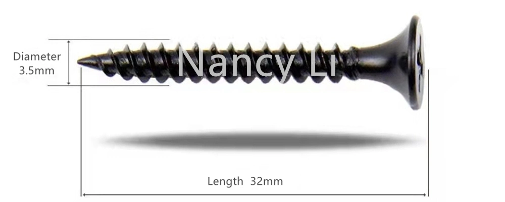 Black/Grey Phosphated Phillips Bugle Head Fine/Coarse Thread Drywall Screws Electro Galvanized Self-Tapping Screws Sharp Point General Construction