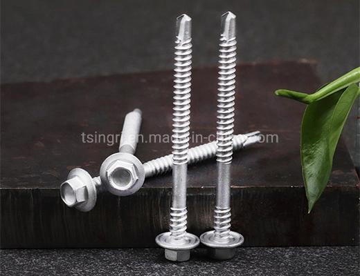 TGR/Tsingri SS316+SCM435 Bi Metal Ruspert Surface Hex Washer Double Thread Self Drilling Tapping Roofing Screws