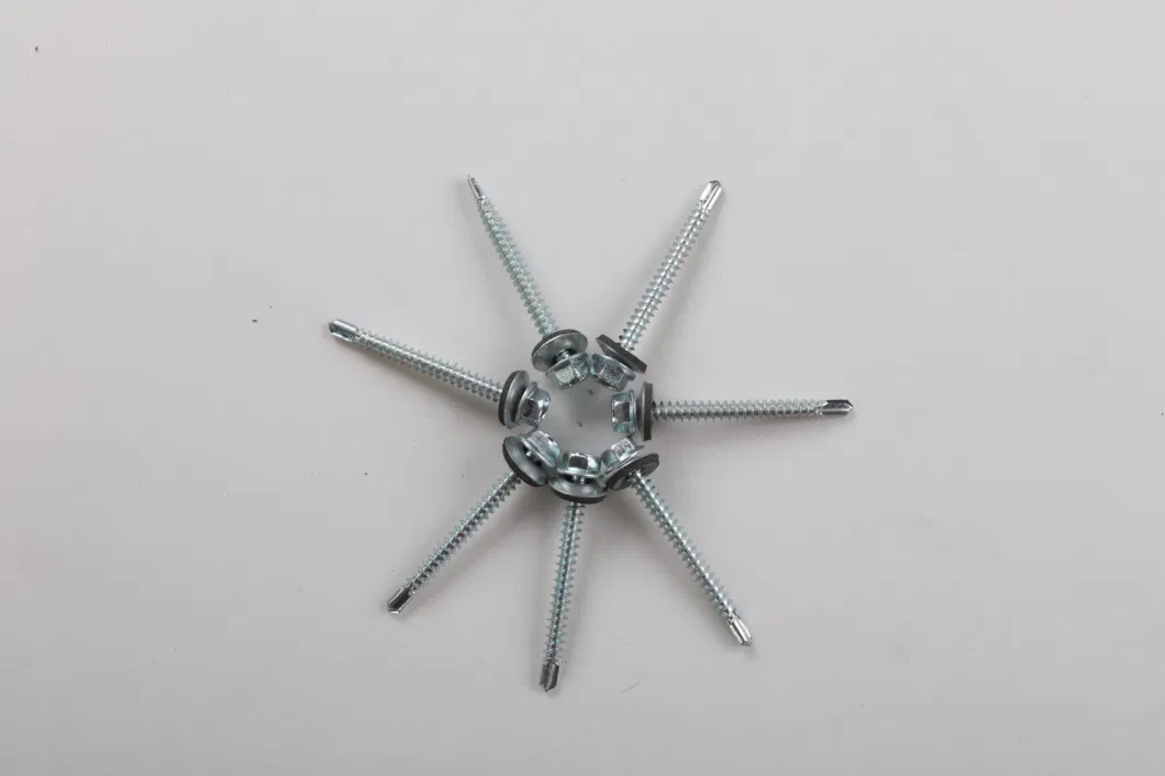 Metal Galvanized Hexagonal Hex Head Self Drilling Screw Roofing Screw Tek Tapping Screw with Rubber Washer