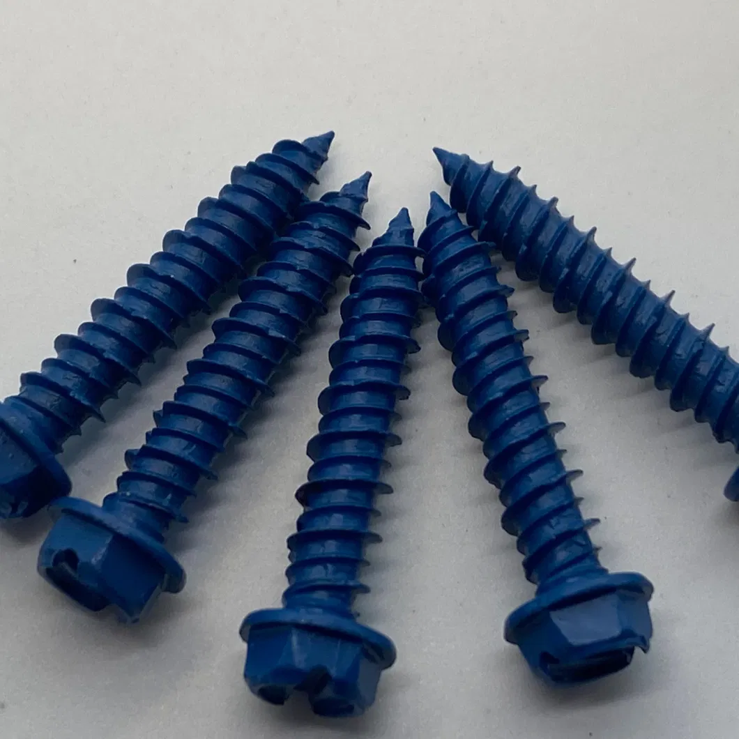 Made in China High-Low Thread Concrete Screw Diamond Point Blue White Color