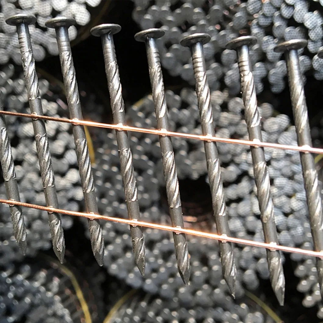 Bright Wire Coil Pallet Nails, Smooth Shank, Checkered/Flat Head