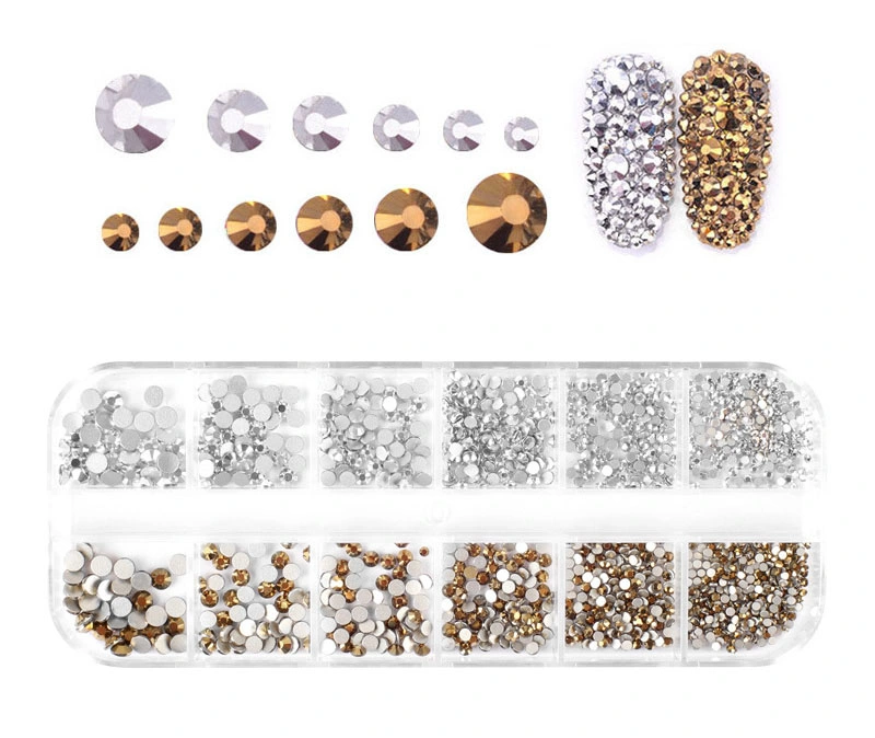 Cross Border Nail Diamond Accessories Set Flat Diamond Ab Water Diamond 1440 Shiny Long Bar Nail Diamond Box