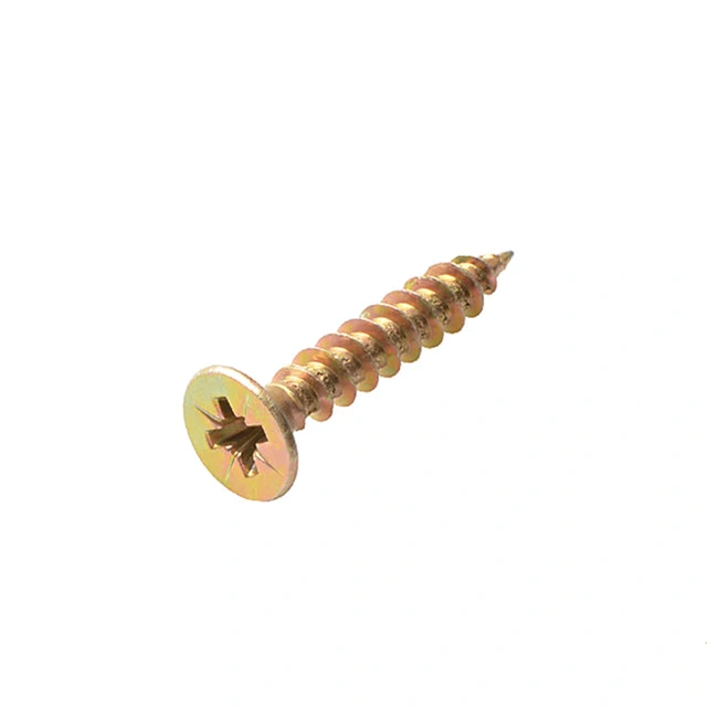 C1022 Half Thread Yellow Zinc Plated Fibreboard Screw